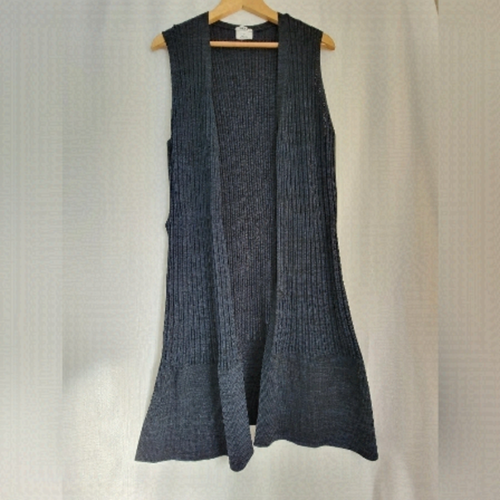 Nwot DKNY Heathered Blue Ribbed Sleeveless Cardigan